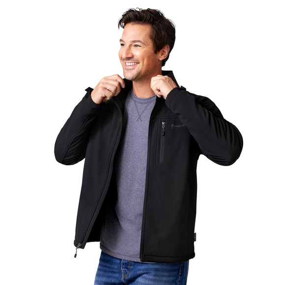 Free Country Men's Softshell Jacket XL Jet Black Full Zip Journeyman Flex Super - Picture 2 of 8
